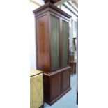 TALL CABINET, Regency style with grilled doors over a cupboard base 106cm x 62cm x 115cm.