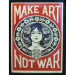 SHEPARD FAIREY 'Make art not war', 2019, lithograph, on thick speckle tone paper,