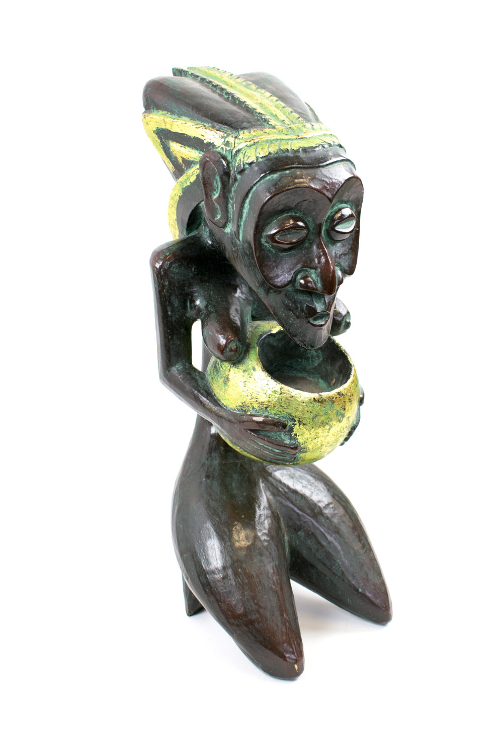 YORUBA PRESENTATION FIGURE, carved wooden study of a kneeling woman, 30cm H.