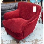 COCKTAIL CHAIR, vintage Italian low back style design, crimson finish, 75cm H.