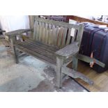 WHEELBARROW BENCH, in weathered finish, 220cm L.