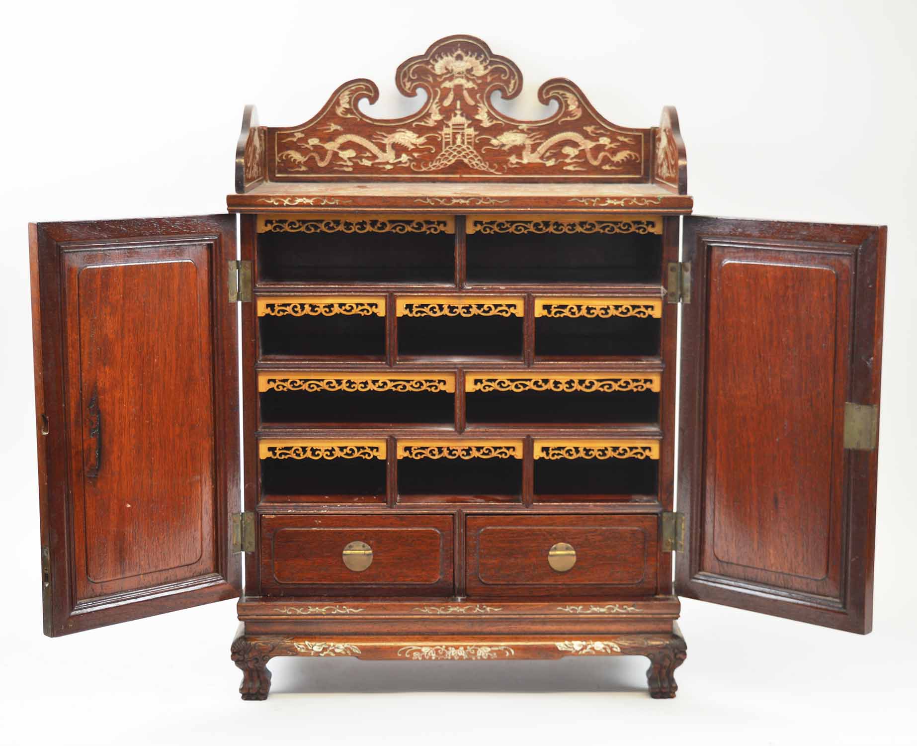 INLAID HARDWOOD COLLECTORS CABINET, Chinese Kanxi style, - Image 2 of 3