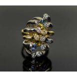 UNUSUAL GOLD DIAMOND & COLOURED DIAMOND DRESS RING, approx. weight of diamond 2.90 carats.