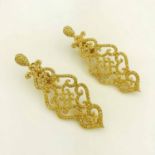 EARRINGS, a pair of micro set yellow diamond foliate scroll and 18carat yellow gold earclips,