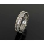 FINE DIAMOND ETERNITY RING, Baguette and Marquise diamonds, finger size M.
