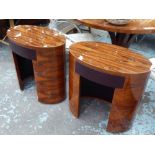 SIDE TABLES, a pair, vintage French Art Deco style design, with leather detail, 68cm H.