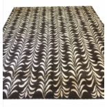 RUG COMPANY 'MOSES BROWN' CARPET, 300cm x 240cm, golden ivory corn leaf design on cocoa field.