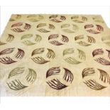 RUG COMPANY CARPET 'FREYA' LEAF DESIGN, 260cm x 260cm, on ivory field.