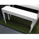 CONSOLE TABLE, in the manner the Heals design, white lacquered.
