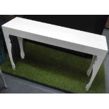 CONSOLE TABLE, contemporary French style design, white lacquered finish, 110cm L x 28cm x 67cm H.
