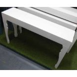 CONSOLE TABLE, contemporary French style design, white lacquered finish, 110cm L 28cm W x 67cm H.