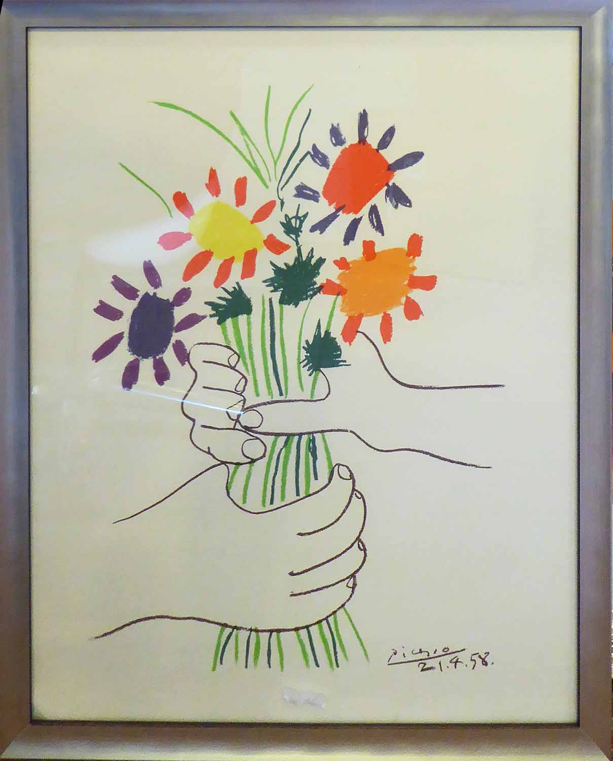 AFTER PICASSO 'Flowers', lithograph in colours, 65cm x 48cm, framed.