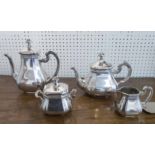 A VINTAGE FOUR PIECE TEA AND COFFEE SET, continental total weight 59.4 oz.