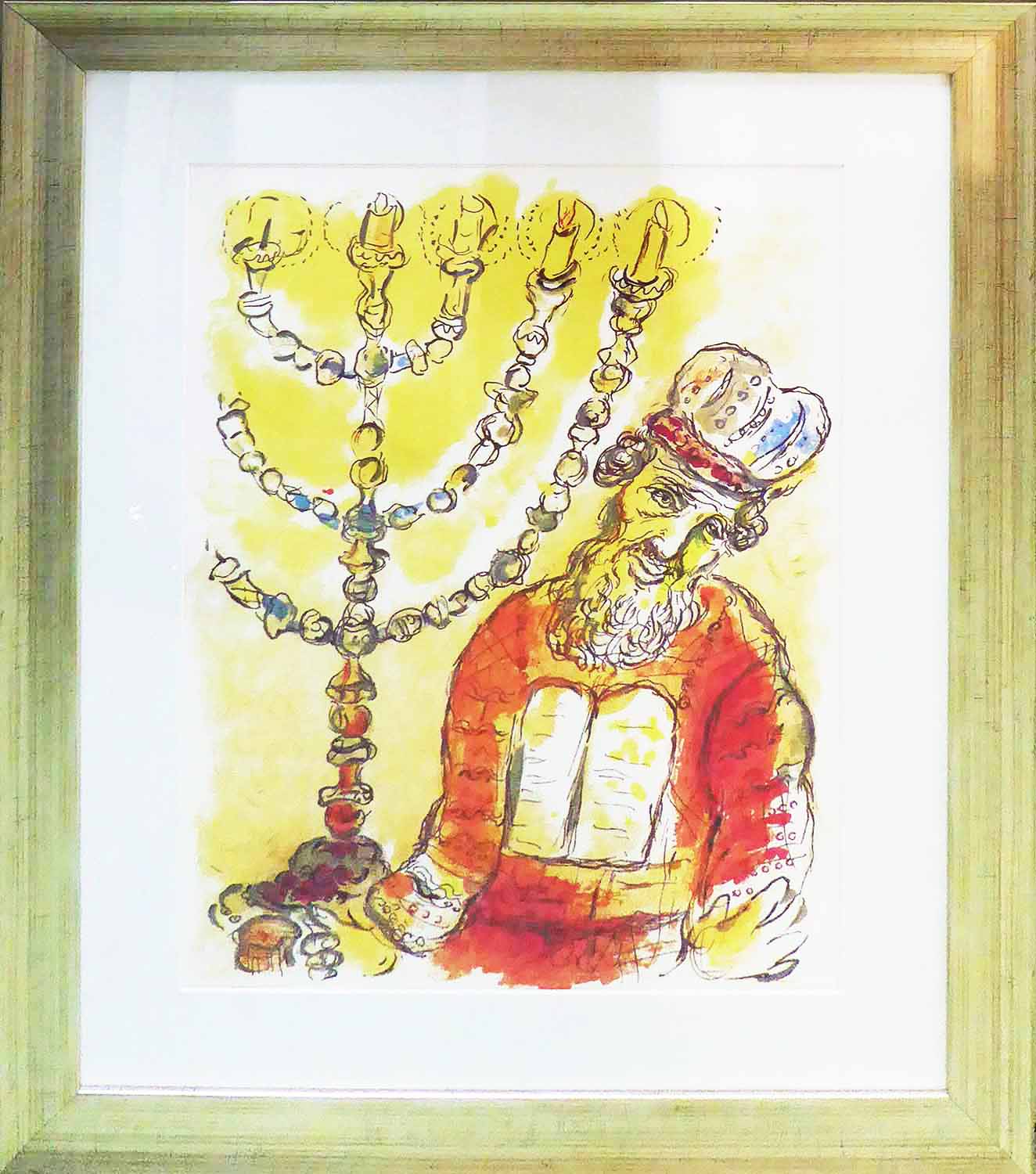 MARC CHAGALL 'Aaron and the lamp', 1966, lithograph from the Story of the Exodus suite, 49cm x 36cm.