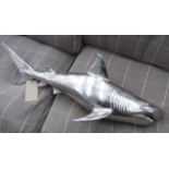 THE GREAT WHITE SHARK, polished metal finish, 100cm L.