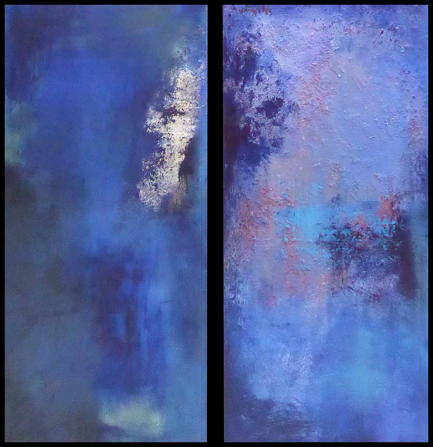 NIGEL KINGSTON 'Abstract', a pair of mixed media on canvas, signed, each 100cm x 50cm.