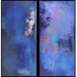 NIGEL KINGSTON 'Abstract', a pair of mixed media on canvas, signed, each 100cm x 50cm.