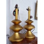 TABLE LAMPS, a pair, in gilded finish, 53cm H.