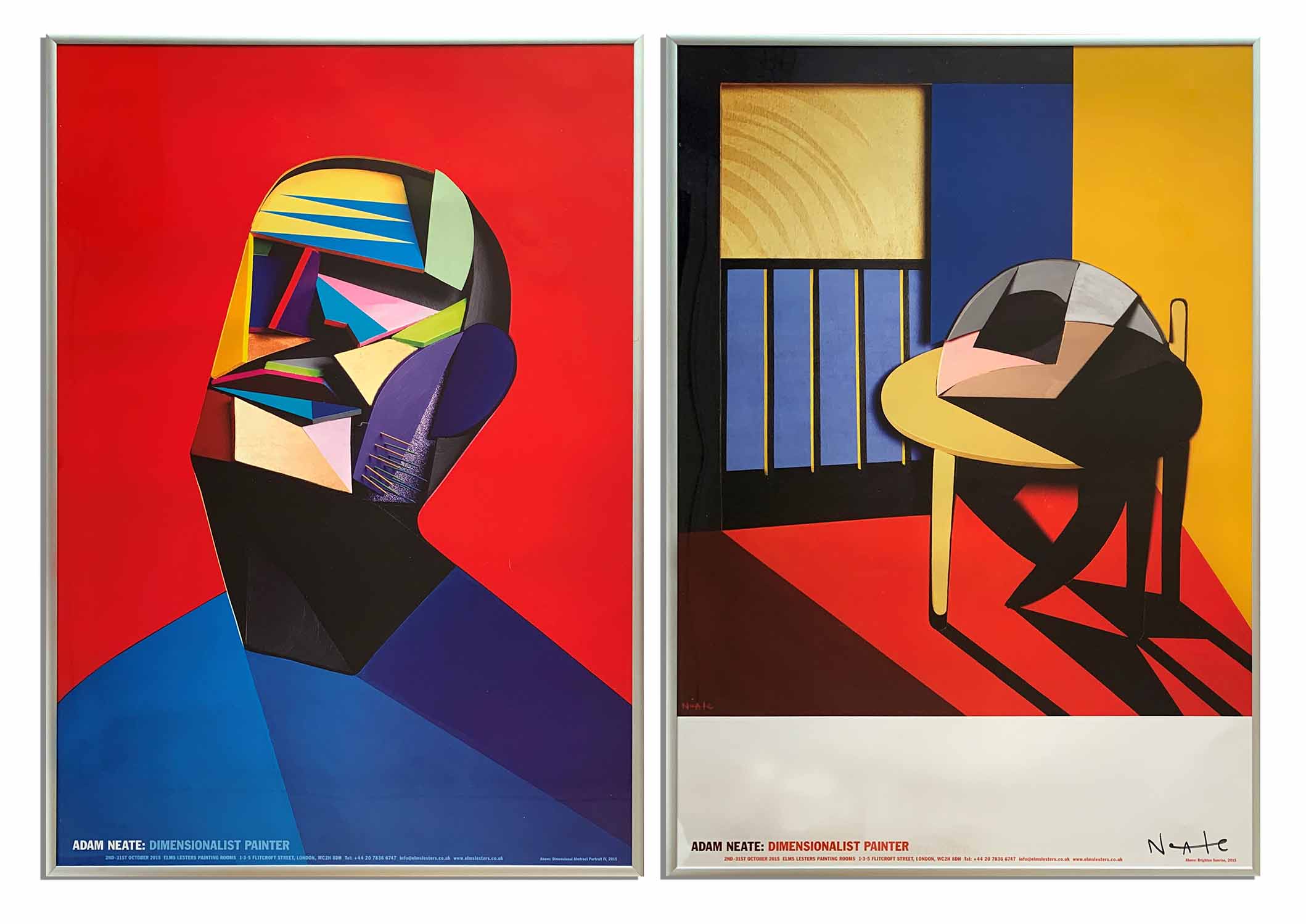 ADAM NEATE, a pair of open edition poster prints, 2015, one hand signed in pen, 70cm x 50cm, framed.
