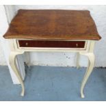 SIDE TABLE, in walnut finish with drawer below white painted frame, 66cm x 46cm x 76cm H.