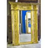 PIER MIRROR, early 19th century giltwood with shell crest and pilasters, 129cm H x 95cm.
