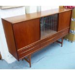 DRINKS CABINET, vintage 1960's Danish, with central glass section, 117cm H x 185cm L x 45cm D.