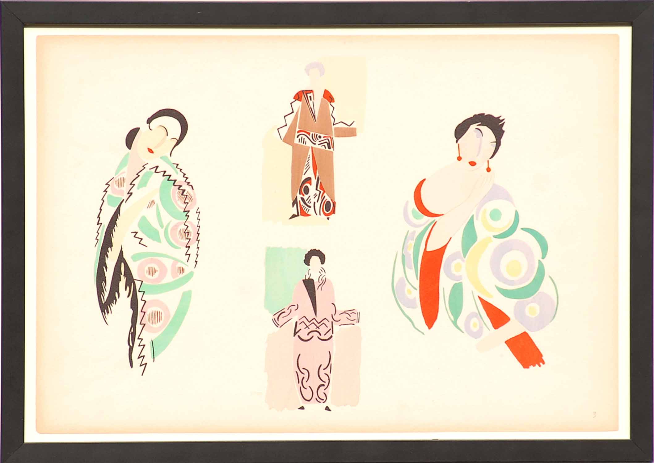 SONIA DELAUNAY, 1924, hand coloured pochoir, signed in the plate, Suite: Ses Peintures, ses objets,