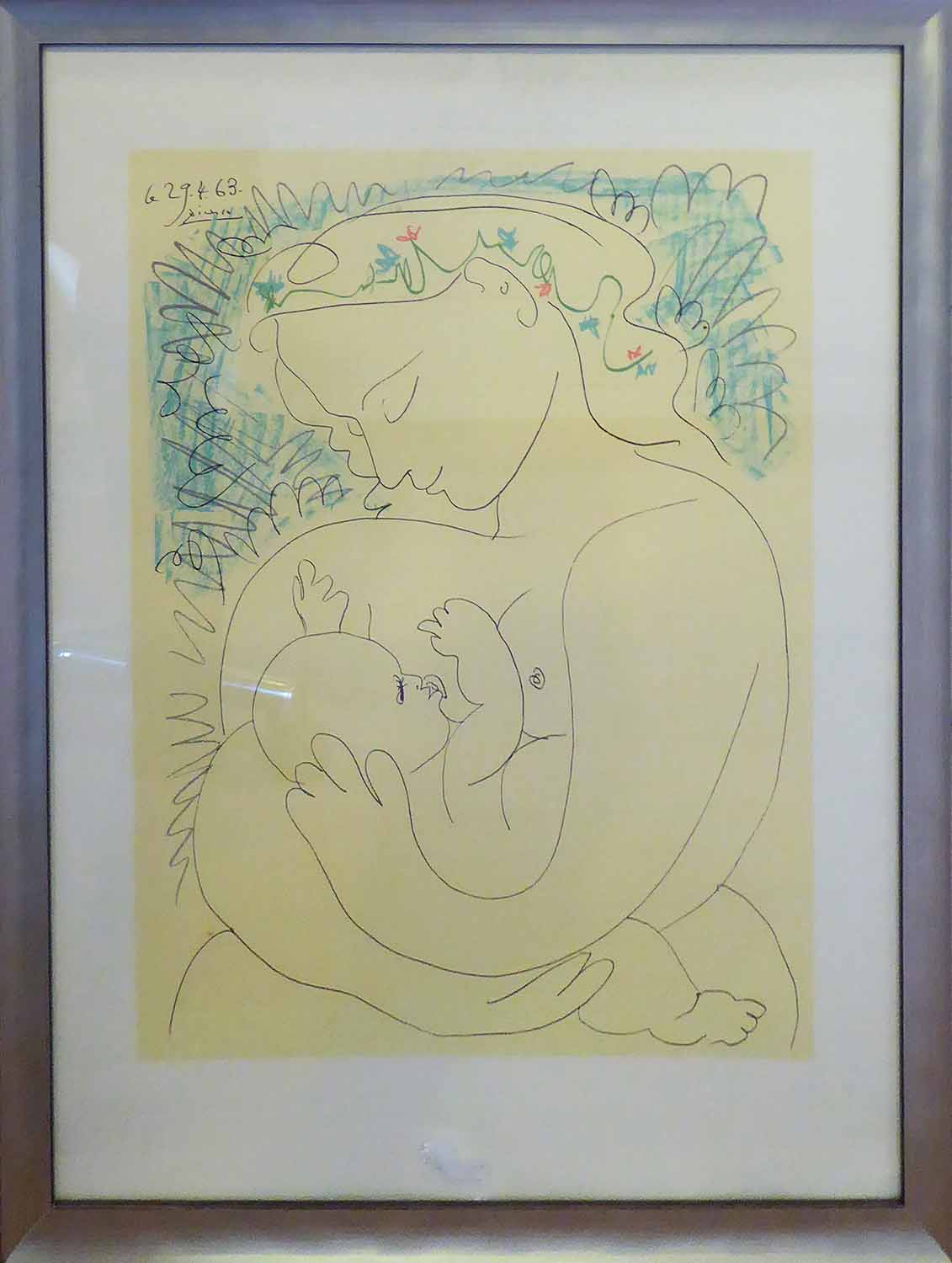AFTER PICASSO ' Maternite', lithograph in colours, 65cm x 48cm, framed.