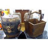 VINTAGE ORIENTAL RICE CONTAINERS, a set of two, various forms, tallest 55cm H.