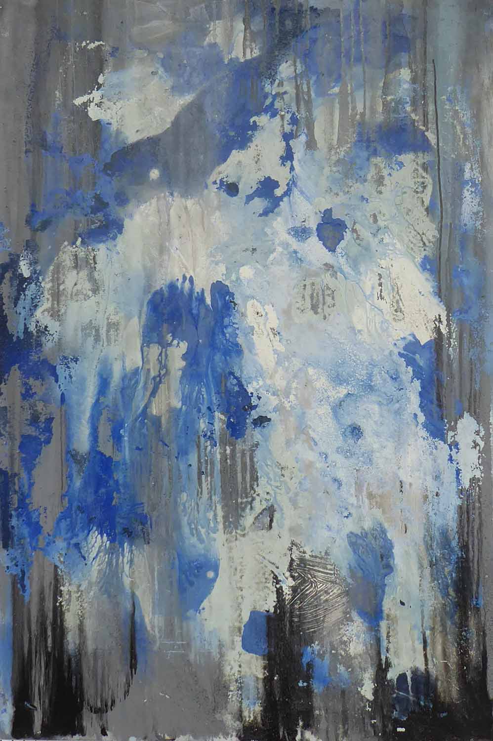 HENRY HADDOCK 'Abstract Blue', enamel on board, signed verso, 79cm x 118cm.