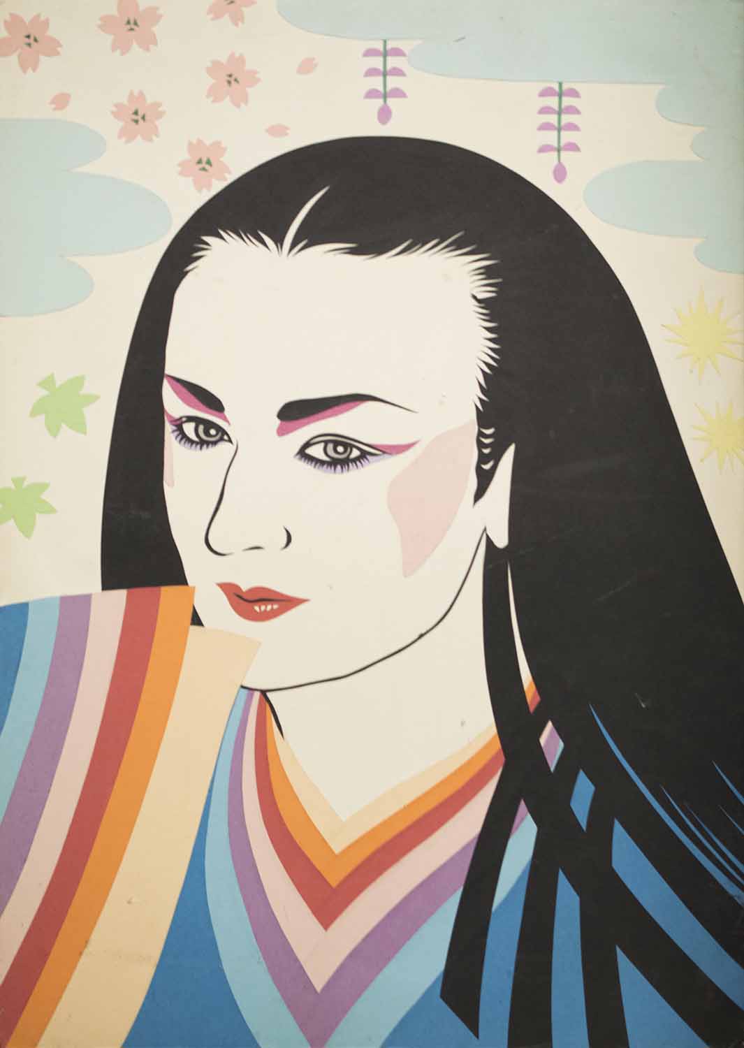 MIDORI NOZAWA 'Boy George Geisha Shikibu Murasaki Style', 1984, collage, signed,