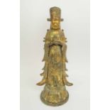 A CHINESE GILT BRONZE STANDING KUAN YIN, late 19th/20th century, 36cm L approx.