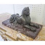 STUDY OF A SPHINX, vintage spelter on marble base.