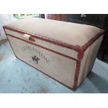 POLO TRUNK, with padded top, studded leather surround, marked 'Charleston' Polo,