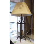 TABLE LAMP, with metal faux bamboo base and decorative pleated frame, 88cm H.