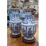 LAMPS, a pair, Chinese blue and white, 48cm H.