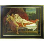 AFTER JACQUES LOUIS DAVID 'Love and Psyche', oil on canvas, inscribed verso, 156cm x 120cm, framed.