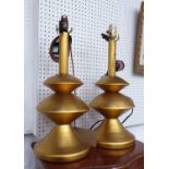 TABLE LAMPS, a pair, gilded finish, 53cm H.