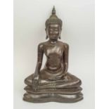 A NEPALESE SEATED BRONZE BUDDHA, 19th/20th century approx 36cm H.