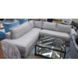 CORNER SOFA, in light grey fleck upholstery, 260cm x 220cm x 85cm.