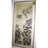 TWO CHINESE LANDSCAPE PAINTINGS, 110cm x 53cm and 108cm x 65cm.