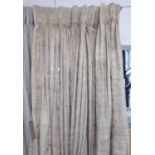 CURTAINS, a pair, with woven detail, each curtain approx 70cm W gathered x 271cm drop.