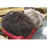 BEANBAG, two of large proportions in faux reindeer fur and faux highland sheepskin.