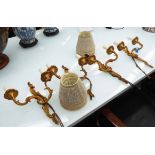 WALL LIGHTS, a set of four, Rococo style, gilt effect metal, 40cm H.