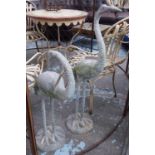 GARDEN CRANES, a pair, weathered metal, tallest 96cm H.