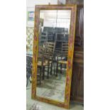 WALL MIRROR, rectangular with painted and beaded rectangular frame, 183cm x 76cm.