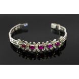 A RUBY AND DIAMOND BRACLET,