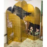 FLOOR STANDING FOLDING SCREEN, Chinese manner black lacquer and painted,