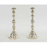 SILVER CANDLESTICKS, London 1946, 32cm H.