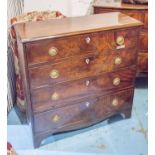 HALL CHEST, Regency flame mahogany of adapted shallow proportions with four long drawers,